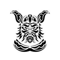 Viking head made of patterns. Good for tattoos or prints. Isolated. Vector illustration.