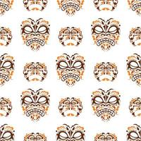 Seamless vector patter with polynesian tattoo mask for textile, ceramics, fabric, print, cards, wrapping. Vector illustration