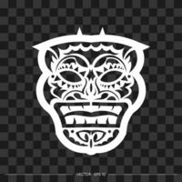 Viking face made from patterns. The contour of the face or mask of a warrior. Polynesian, Hawaiian or Maori patterns. For T-shirts and prints. Vector