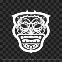 cara vikinga hecha de patrones. el contorno de la cara o máscara de un guerrero. patrones polinesios, hawaianos o maoríes. para camisetas y estampados. vector