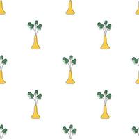 Seamless pattern with flowers. Minimalistic background with flower pots and triangles. Vector