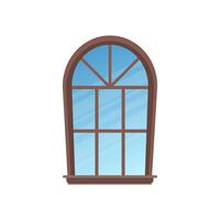An illustration of a window with a brown frame vector