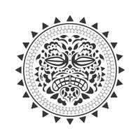 Hawaiian style tattoo. Polynesia style tattoo template. Mask of the gods. Traditional tribal ornament. Handmade. Vector illustration.