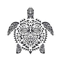 tortuga en estilo de tatuaje polinesio tribal. máscara de caparazón de tortuga. patrón de cultura maorí y polinesia. hecho a mano. ilustración vectorial vector