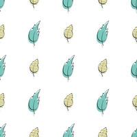 Seamless pattern with green leaf. Delicate and elegant textile, wrapping paper mockup. Hand-drawn style. Vector illustration.