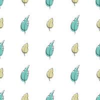 Seamless pattern with green leaf. Delicate and elegant textile, wrapping paper mockup. Hand-drawn style. Vector illustration.