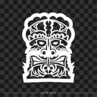 Polynesian mask from patterns. The contour of the face or mask of a warrior. Polynesian, Hawaiian or Maori patterns. Template for print, t-shirt or tattoo. Vector illustration.