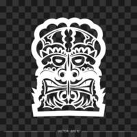 Polynesian mask from patterns. The contour of the face or mask of a warrior. Polynesian, Hawaiian or Maori patterns. Template for print, t-shirt or tattoo. Vector illustration.