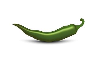 Realistic green hot natural chili pepper, isolated image with shadow vector illustration