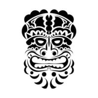 Hawaiian tribal face mask. Face in Polynesian or Maori style. The ears of the ancient tribes. Good for prints, tattoos, and t-shirts. Isolated. Vector