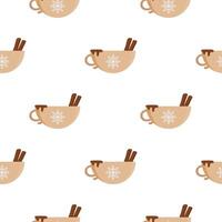 Seamless pattern with a cup of hot drink. Good for backgrounds, books, wrapping paper, and gifts. Vector