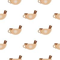 Seamless pattern with a cup of hot drink. Good for backgrounds, books, wrapping paper, and gifts. Vector