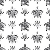 Sea turtles seamless pattern. Polynesian tribal pattern. Vector