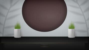 A black and white mirror with plants in two vases vector
