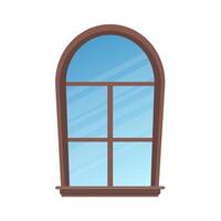 An illustration of a window with a brown frame vector