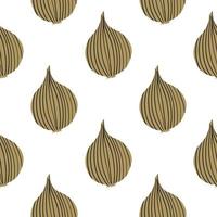 Geometric onion seamless pattern. Hand drawn onion bulb vegetable wallpaper. vector