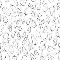Seamless pattern with hand-drawn leaves. Delicate and elegant textile, wrapping paper mockup. Vector