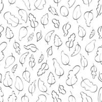 Seamless pattern with hand-drawn leaves. Delicate and elegant textile, wrapping paper mockup. Vector