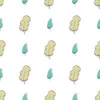 Seamless pattern with leaves. Drawn by hand. Good for wrapping paper and textiles. Flat style. Vector