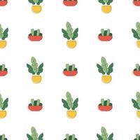 Minimalistic background with flower pots and triangles. Seamless pattern. graphic design vector