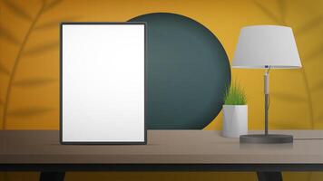 A lamp and a table with a lamp on it vector
