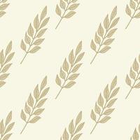 Geometric branches leaf seamless pattern. Hand drawn vintage leaves wallpaper. vector
