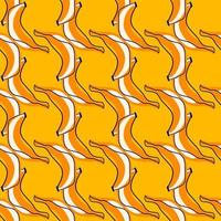 Bright abstract seamless pattern with simple stylized bananas fruit ornament. Orange and yellow colors. vector