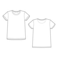 Technical sketch white t shirt. T-shirt design template. Front and back vector