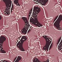 Abstract pomegranate elements with contour seamless pattern. Purple pale background with splashes. vector