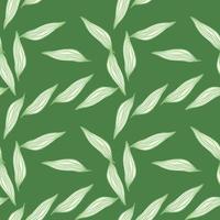 Organic line leaves pattern on white background. Abstract botanical backdrop. vector