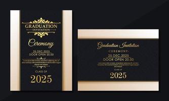 Elegant graduation invitation template with ornament vector