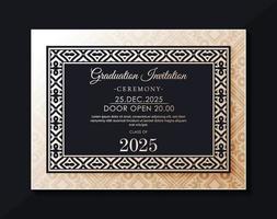 graduation invitation with ornament template vector