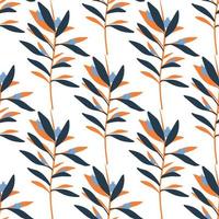 Seamless pattern with geometric branch leaves in retro style. Botanical wallpaper. Summer tropical leaf. vector