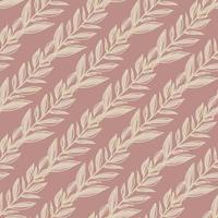 Fall seamless doodle pattern with autumn branches. Leaves ornament in light tone on soft brown background. vector