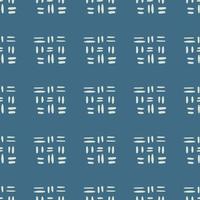 Hand drawn seamless pattern with dash line on blue background. Decorative line shapes endless wallpaper. Stripe backdrop for fabric design vector
