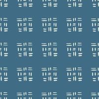 Hand drawn seamless pattern with dash line on blue background. Decorative line shapes endless wallpaper. Stripe backdrop for fabric design vector