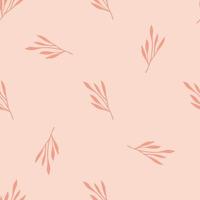 Minimalistic style seamless pattern with abstract leaf branches shapes. Pink light background. vector