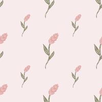 Ear of wheat doodle silhouettes seamless nature organic pattern. Pastel pink colors. Agriculture nature print. vector