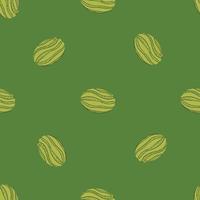 Minimalistic style seamless pattern with simple abstract watermelon elements. Green background. vector