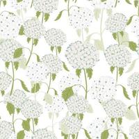 Isolated seamless pattern with light blue random hydrangea flowers elements. White background. vector