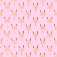 Umbrella bunny seamless pattern. Funny characters background. vector