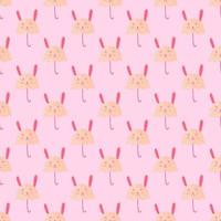 Umbrella bunny seamless pattern. Funny characters background. vector