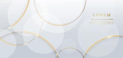 Abstract gold circles lines overlapping on white background. vector