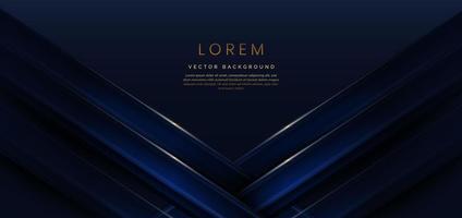 Abstract template blue geometric diagonal background with golden line. Luxury style. vector