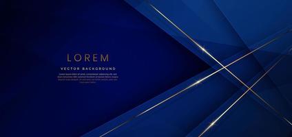 Abstract template blue geometric diagonal background with golden line. Luxury style. vector