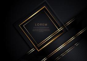 Abstract template black and grey geometric oblique with golden line layer on black background. Luxury style. vector