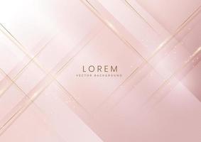 Luxury abstrct 3d template design with golden diagonal lines sparkle on white soft pink background. vector