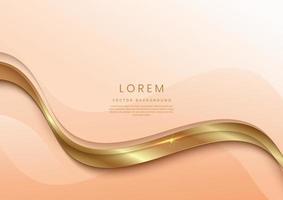 Abstract 3d template soft pink background with gold lines curved wavy sparking with copy space for text. Luxury style. vector