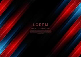 Abstract red and blue gradient geometric diagonal overlapping on black background with copy space for text. vector