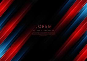 Abstract red and blue gradient geometric diagonal overlapping on black background with copy space for text. vector